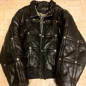 Pelle Pelle/Marc Buchanan Black Leather Coat 48
